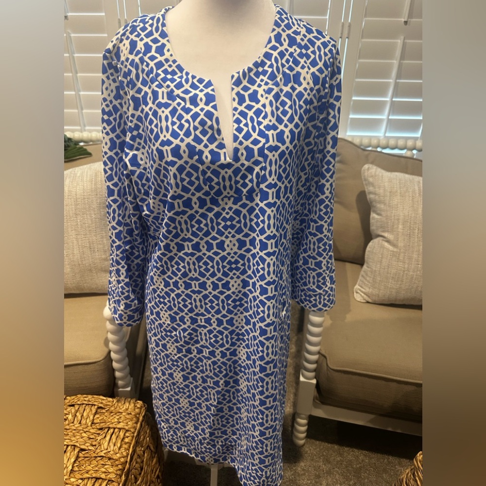 Jude Connally Blue and White Patterned Dress